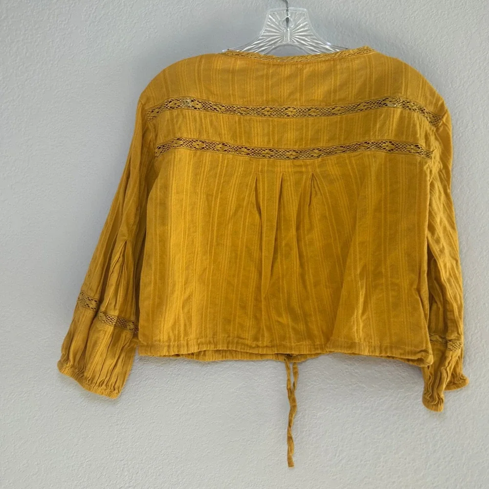 Free People Follow Your Heart Golden Yellow Embroidered women's s boho festival